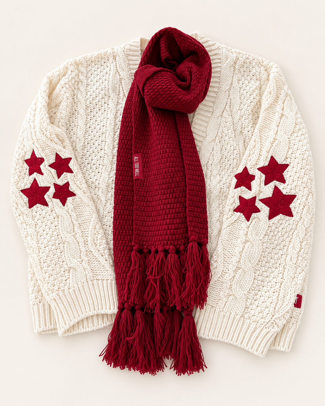 Red Cardigan Taylors Version Sweater With All Too Well Scarf