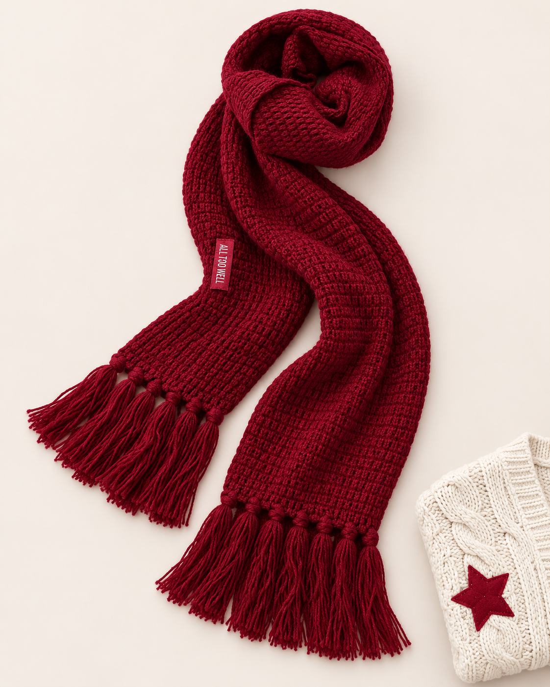 Red Cardigan Taylors Version Sweater With All Too Well Scarf