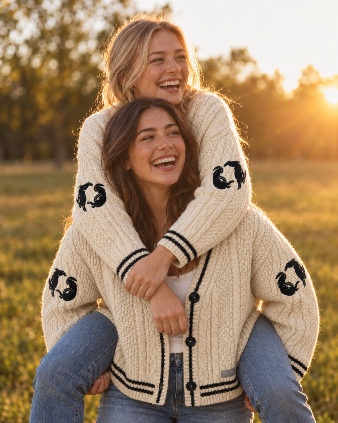 Bunny Knit Embroidered Cardigan, Knitted Sweater