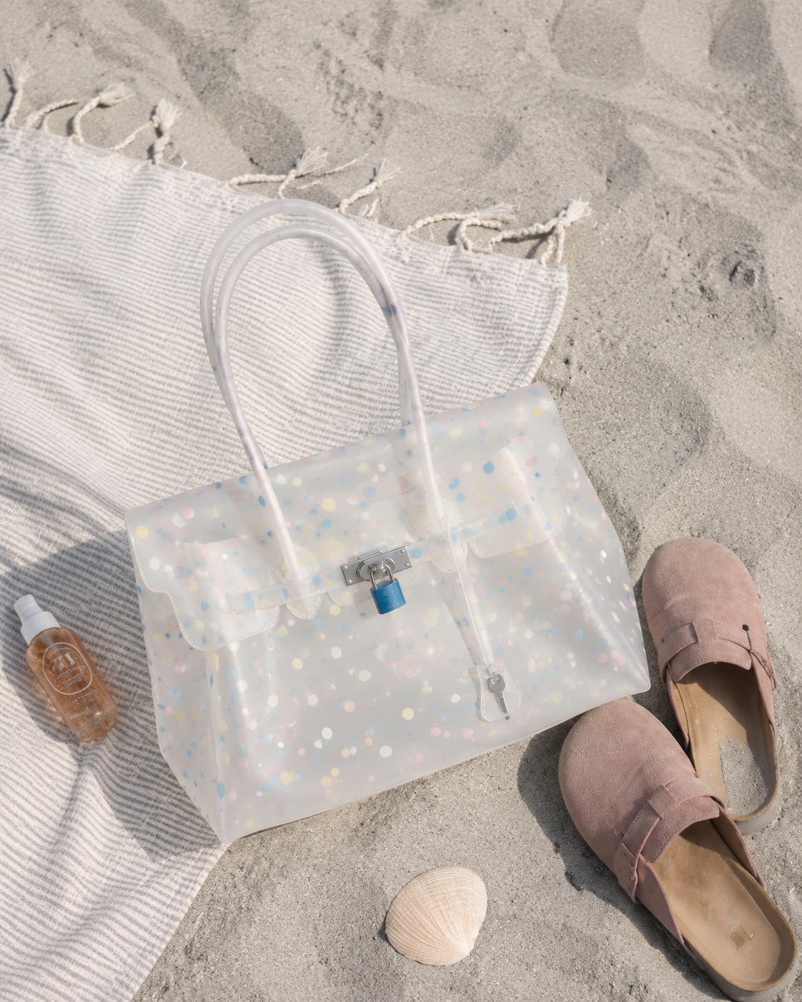 White Polka Dot TPU Jelly Tote Bag jellyfirkin bag
