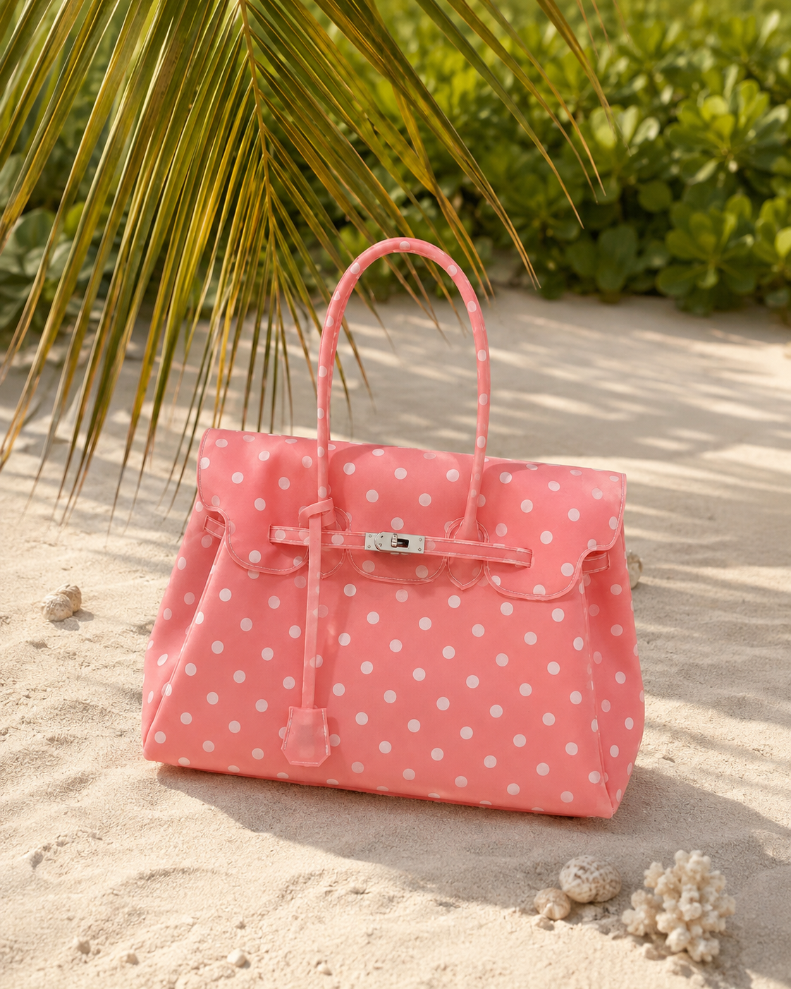 Pink White Polka Dot TPU Jelly Tote Bag jellyfirkin bag