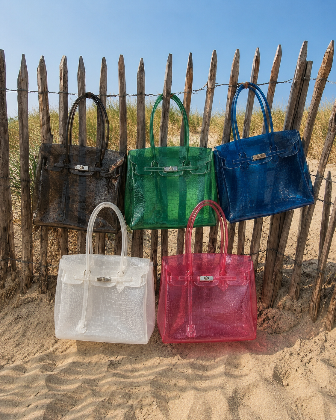 Croc Embossed TPU Jelly Bag Top Handle Handbag
