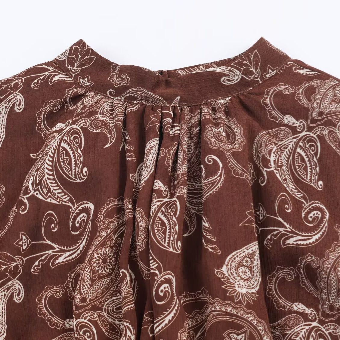 Brown Paisley High-Low Shirt Western Dress