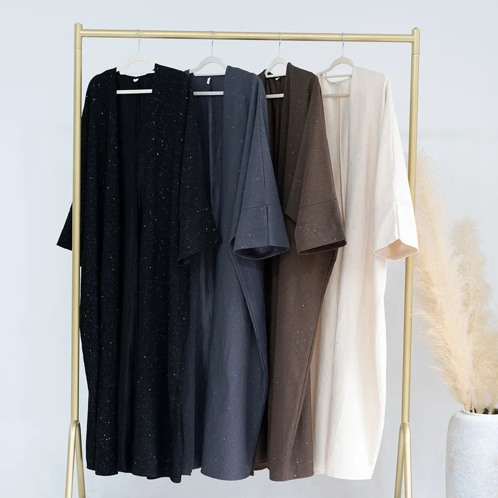 Sparkly Winter Open Abaya Maxi Jacket kaftan dress