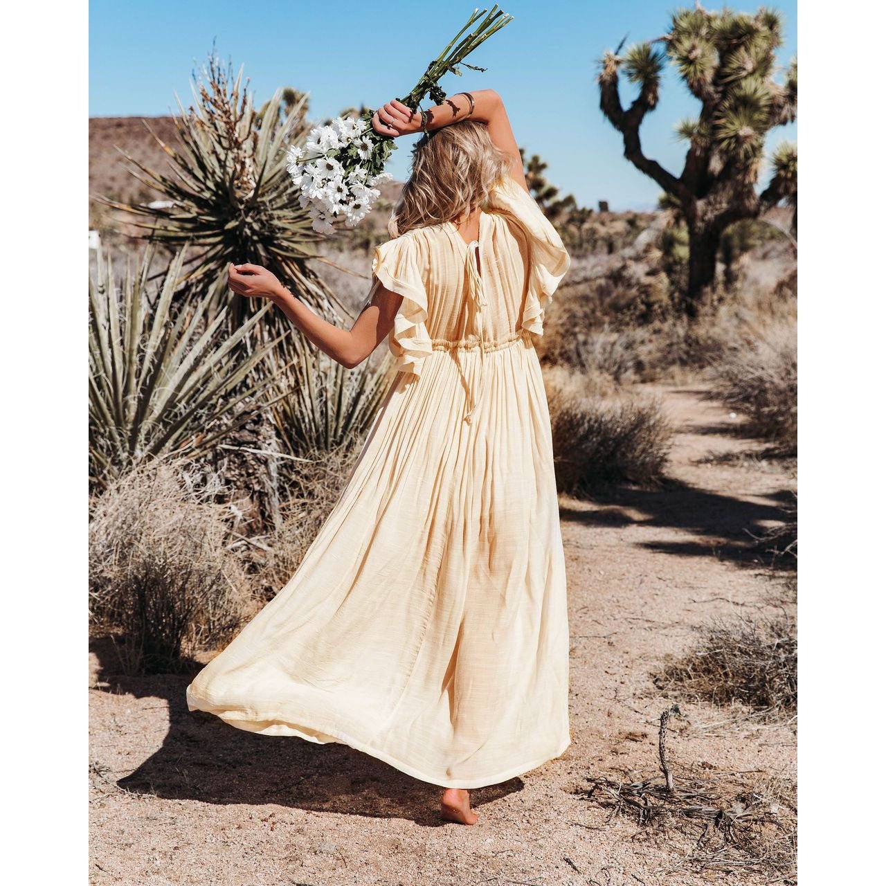Cream Bohemian Long Boho Dress