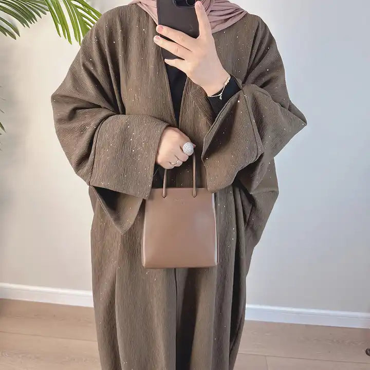 Sparkly Winter Open Abaya Maxi Jacket kaftan dress
