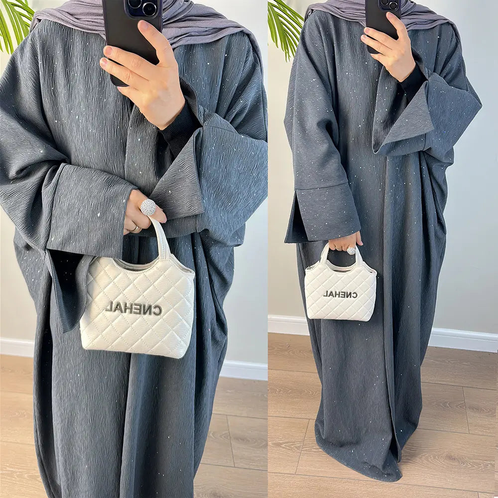Sparkly Winter Open Abaya Maxi Jacket kaftan dress