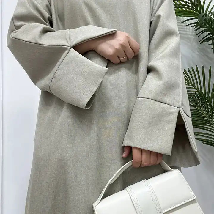 Fatin Fall Oversized Slit Sleeve Maxi Abaya Dress kaftan dress