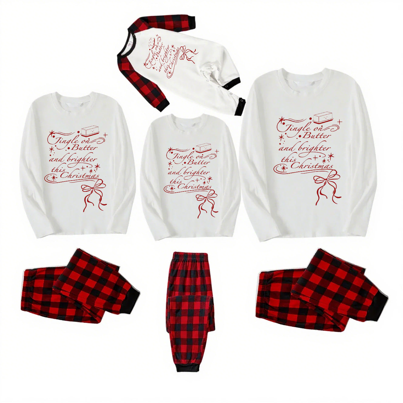 Butter-Red Plaid Family Christmas Pajamas