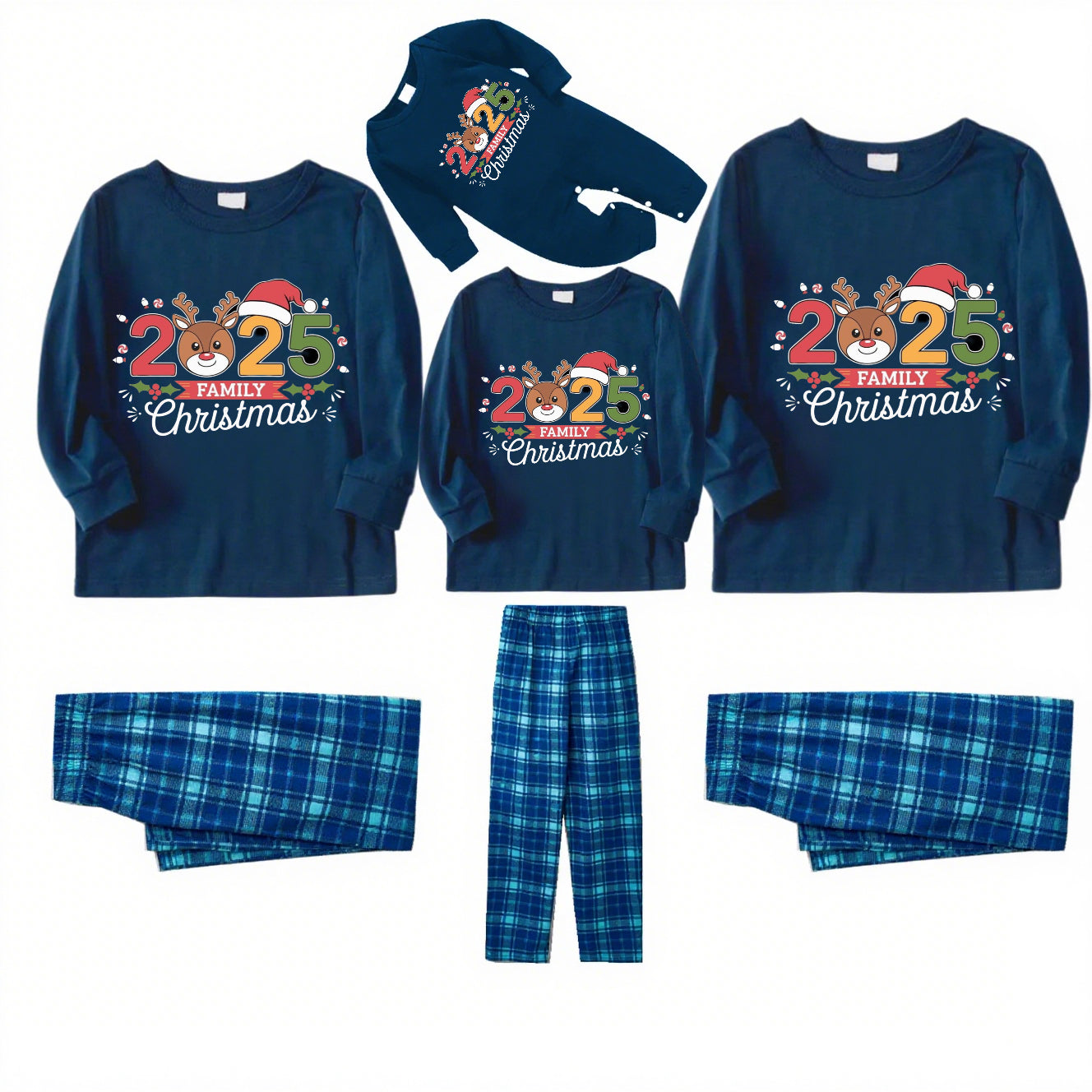 Holly Rest-Blue Plaid Family Christmas Pajamas