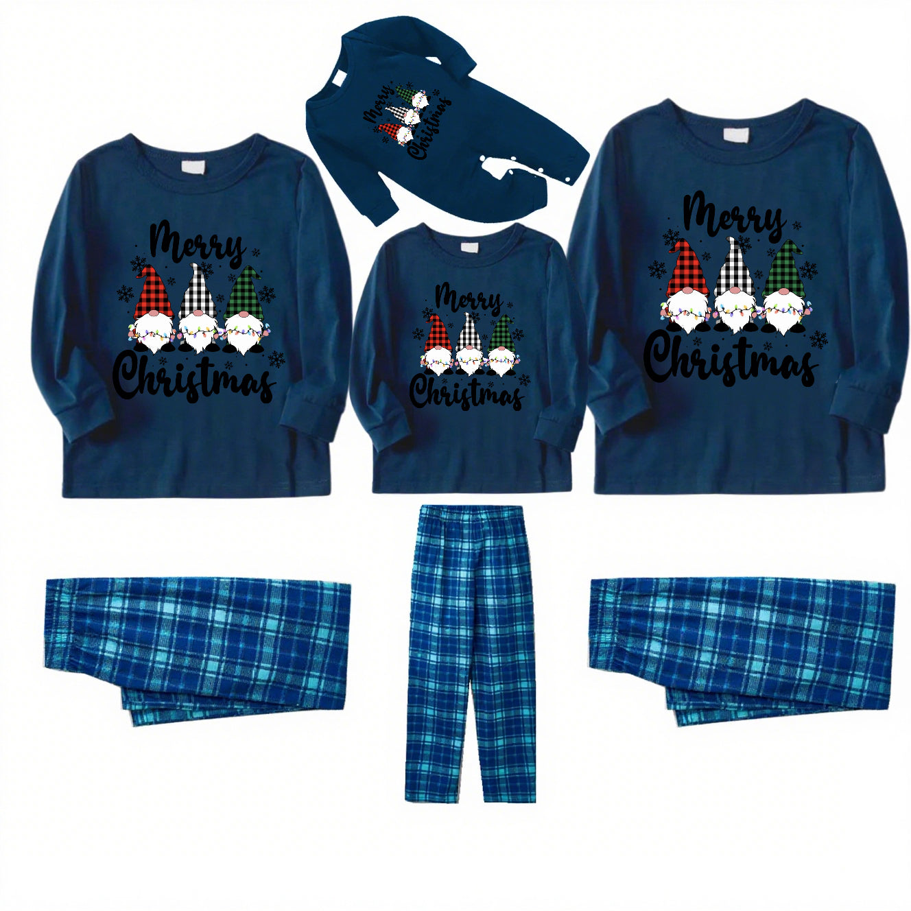 Yuletide Lull-Blue Plaid Family Christmas Pajamas