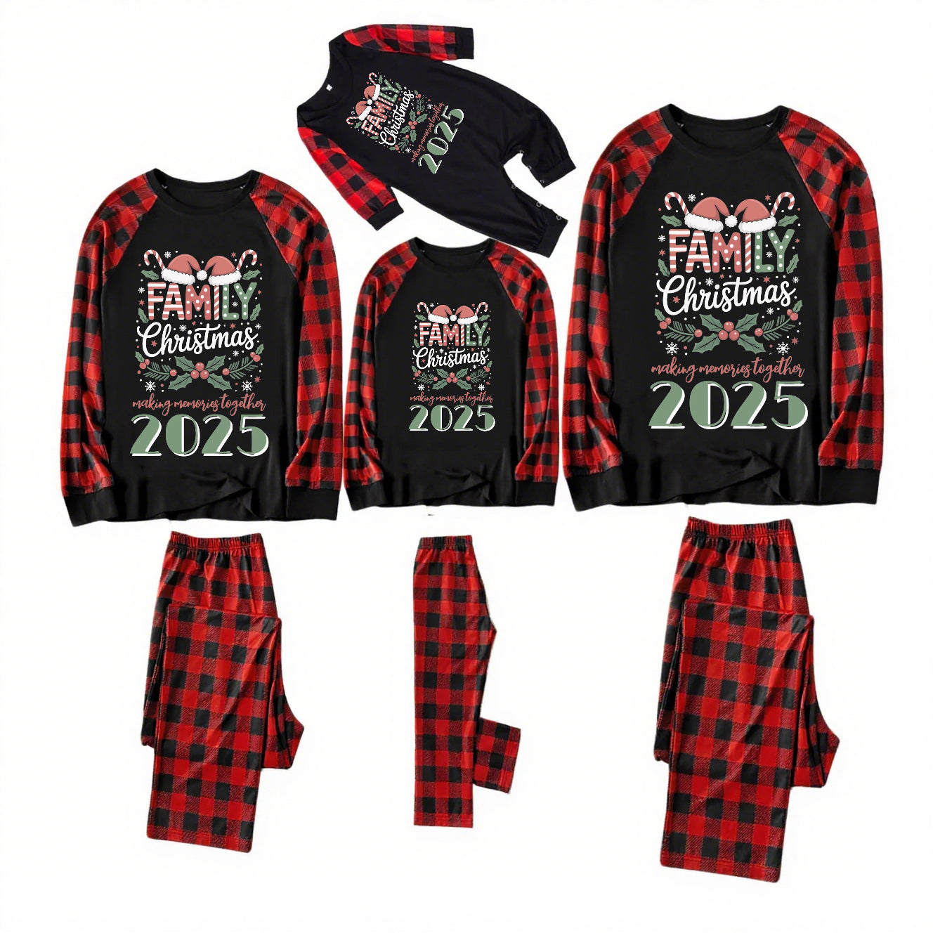 Yule Rest-Black and Red Plaid Family Christmas Pajamas