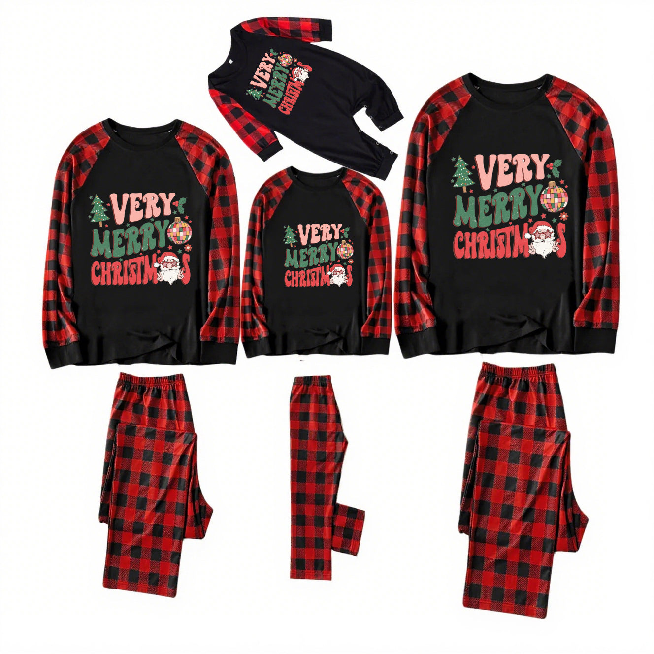Very Merry-Black and Red Plaid Family Christmas Pajamas