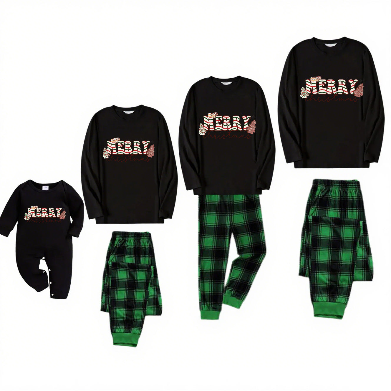 Winter Harmony-Green Plaid Family Christmas Pajamas