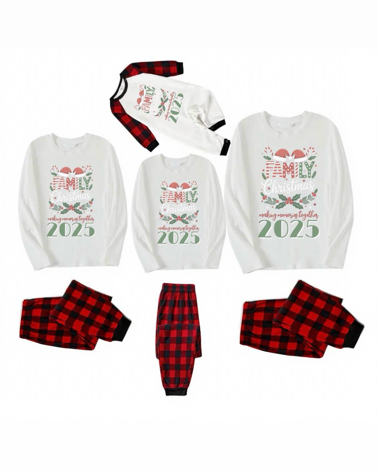 Santa Sparkle- Red Plaid Family Christmas Pajamas