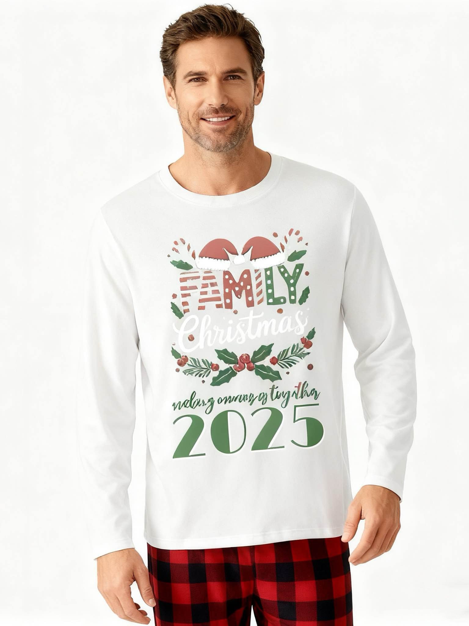 Santa Sparkle- Red Plaid Family Christmas Pajamas