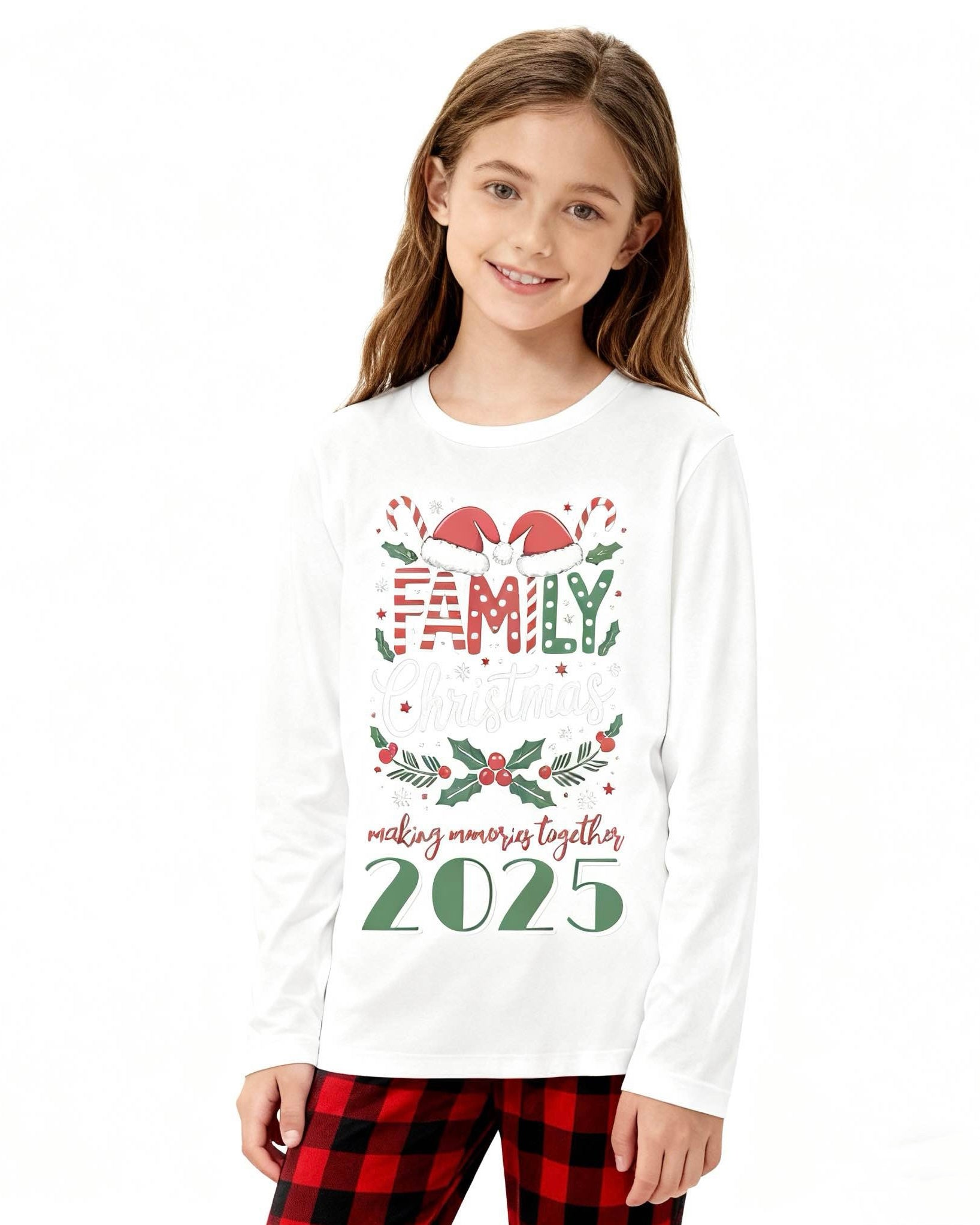 Santa Sparkle- Red Plaid Family Christmas Pajamas