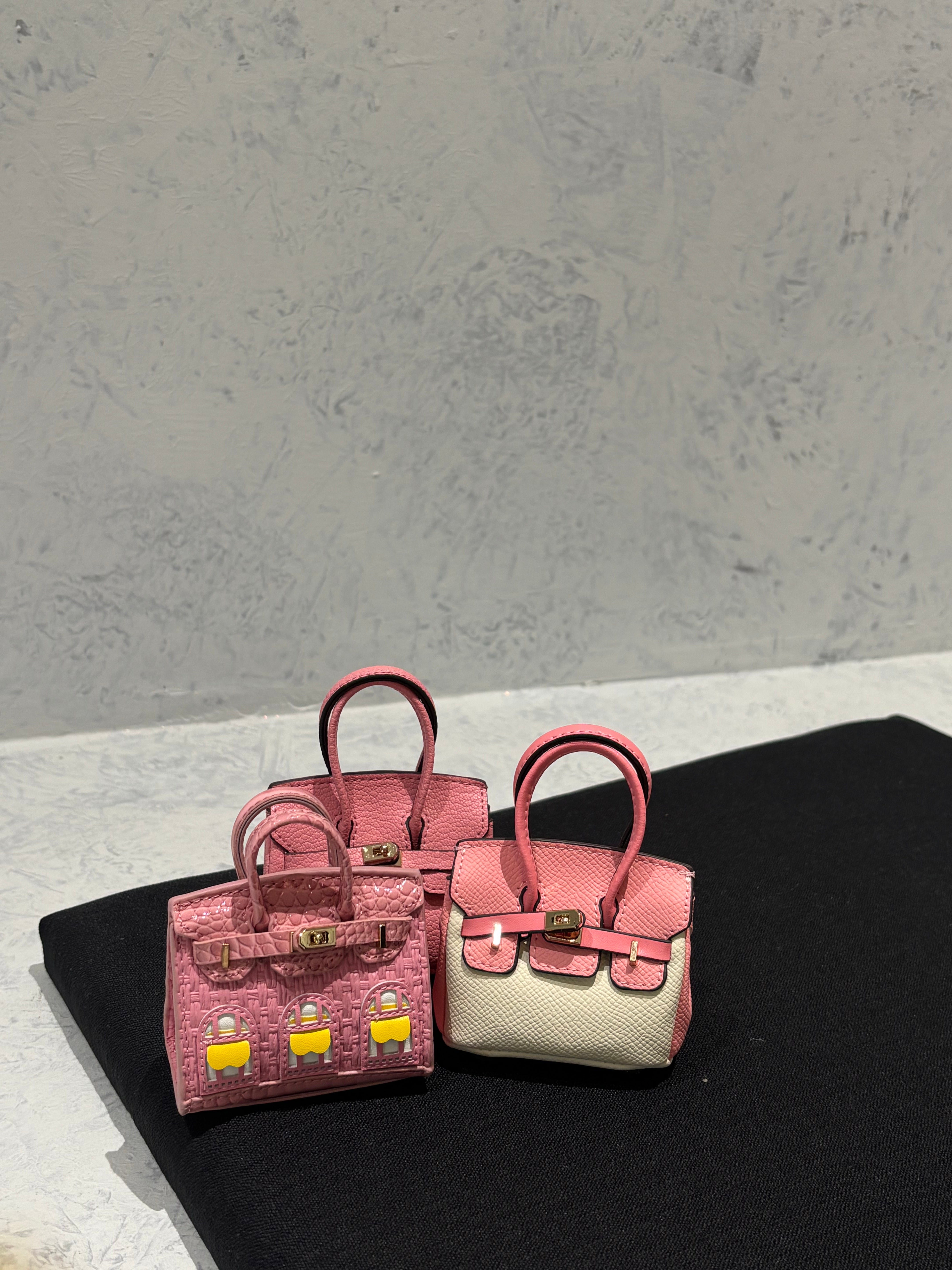 Mini Color Block Purse Charm Lipstick Holder Earbud Case Hermès style Bag Pendant