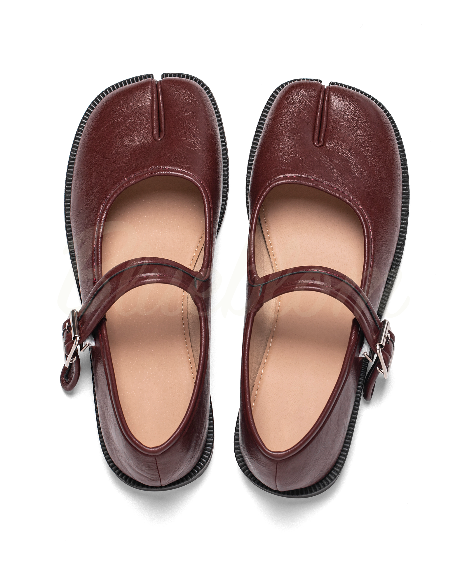 Red Adjustable Strap Tabi Mary Janes