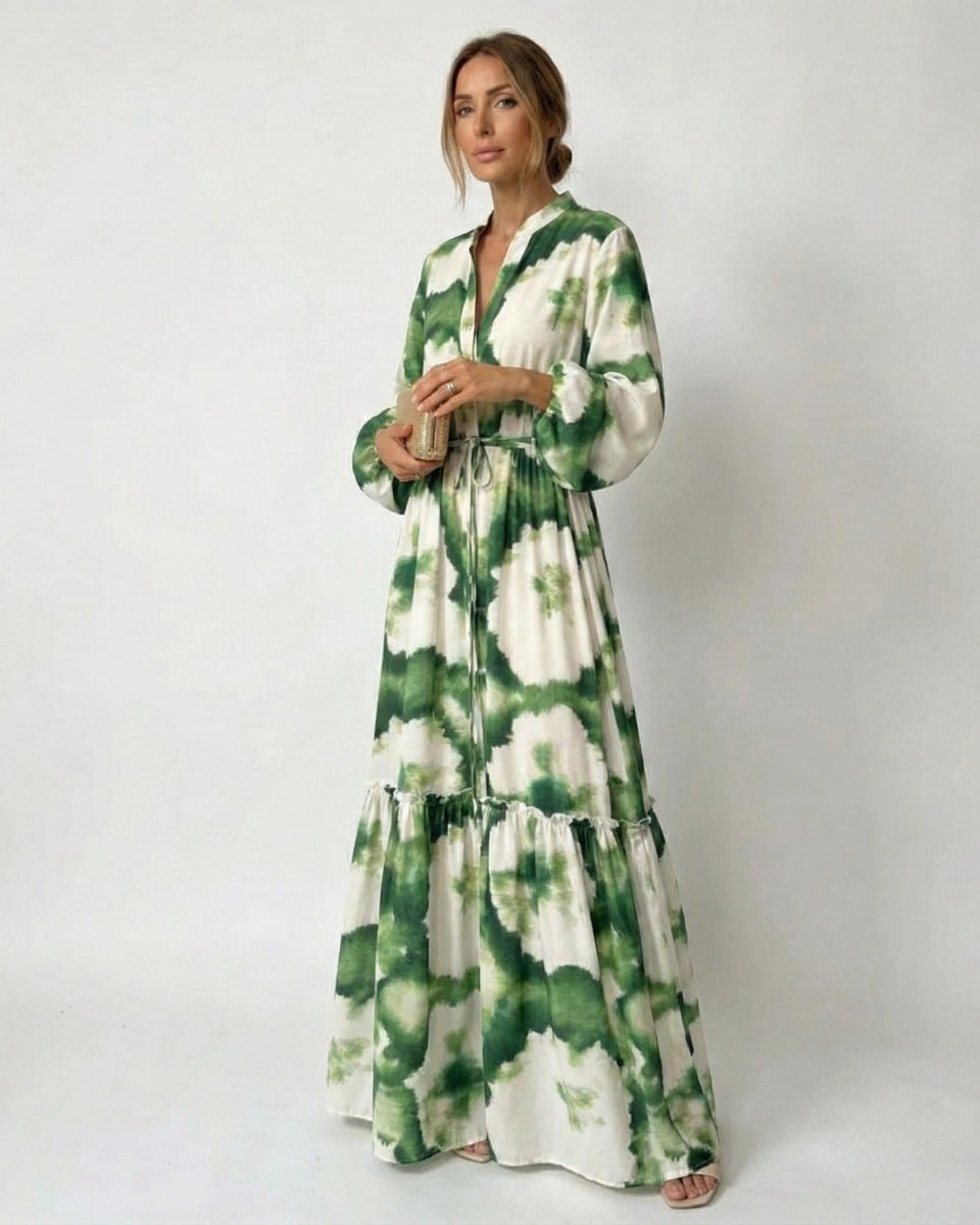 Flowy V-neck Design Maxi Boho Dress