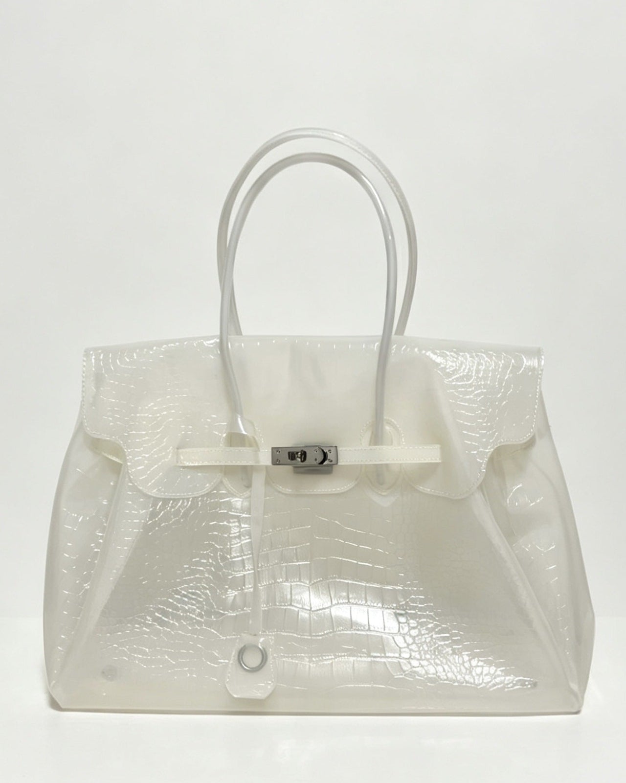 Croc Embossed TPU Jelly Bag Top Handle Handbag
