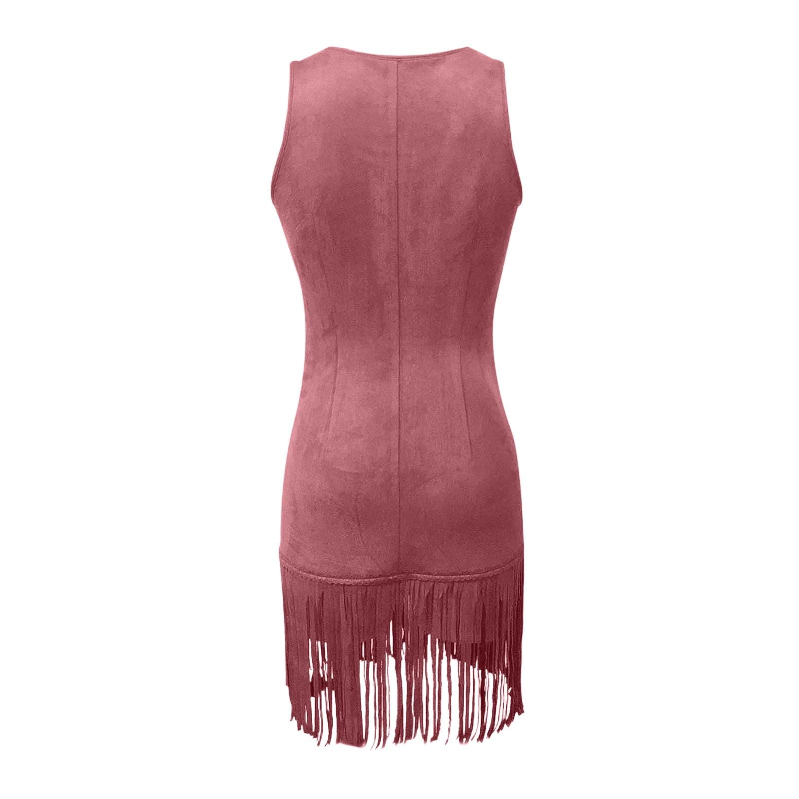 Suede Fringe Sleeveless Mini Western Dress