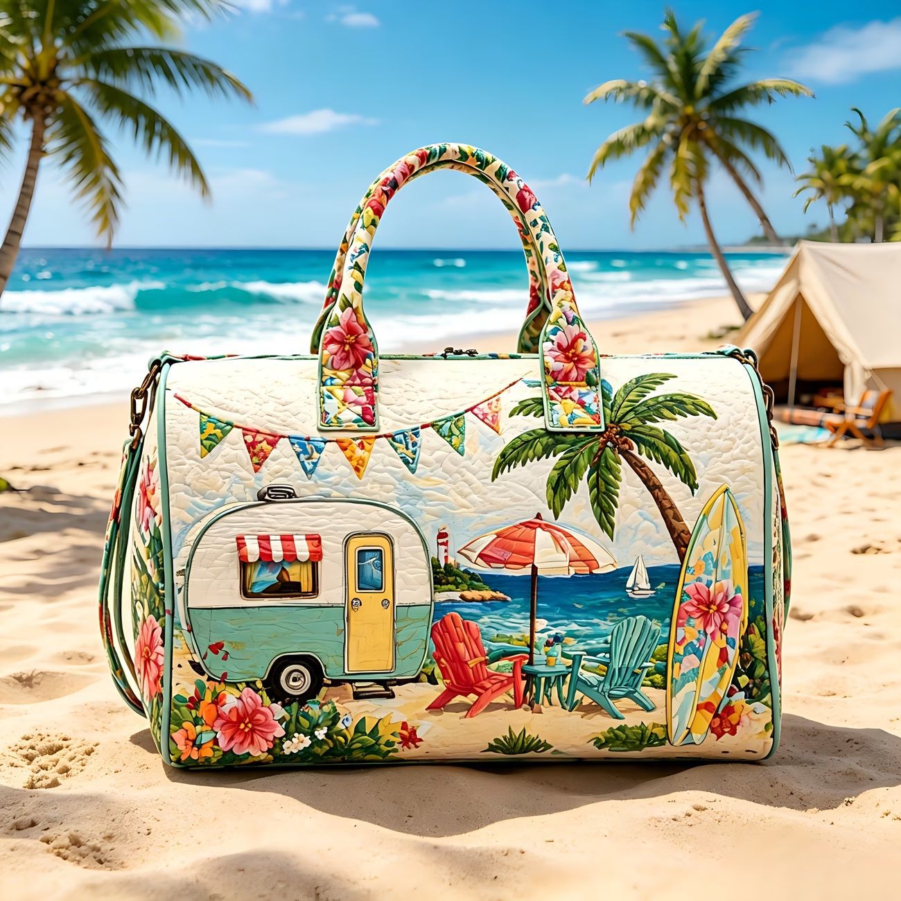 Hippie Van Quilted Duffle Bag