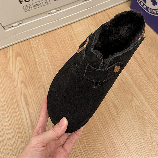 Boston Shearling Suede padded Leather Footbed Clogs