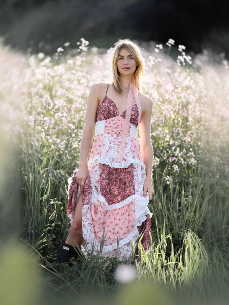 BOHO Off-Shoulder Pleated Floral western Dress