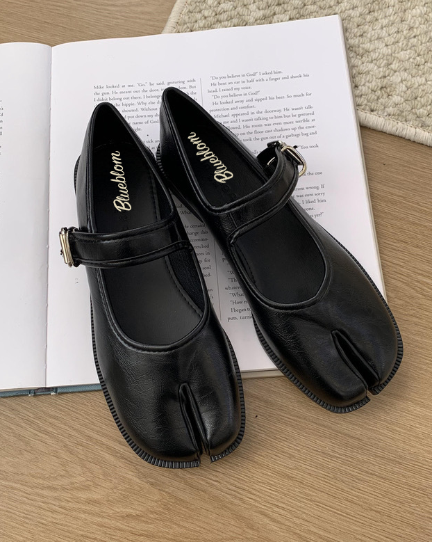 Black Adjustable Strap Tabi Mary Janes