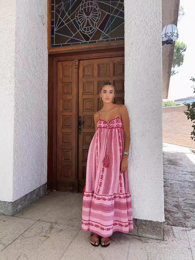 Spliced Crochet Strap Boho Dress western dress