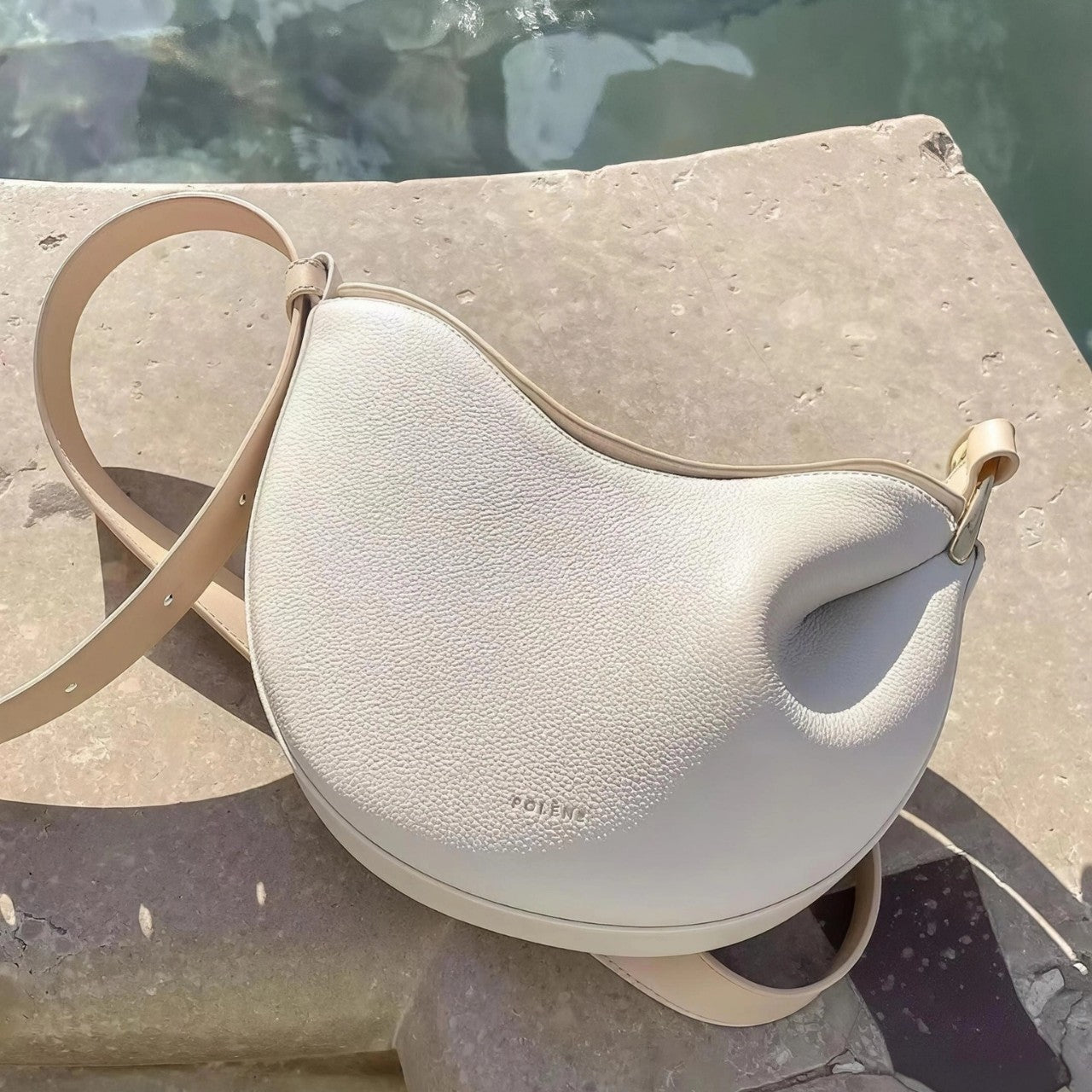 Pebbled Leather Crescent Crossbody Bag Polene Koala Sling Bag