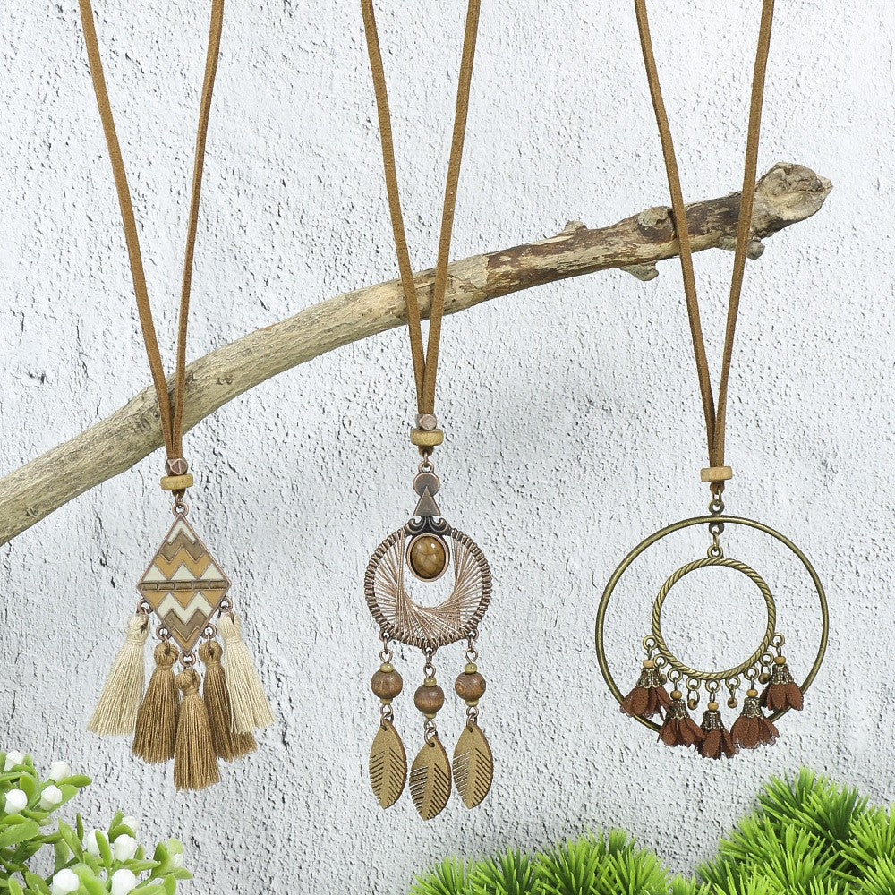 Boho Tassel Flower 3-piece Necklace Set