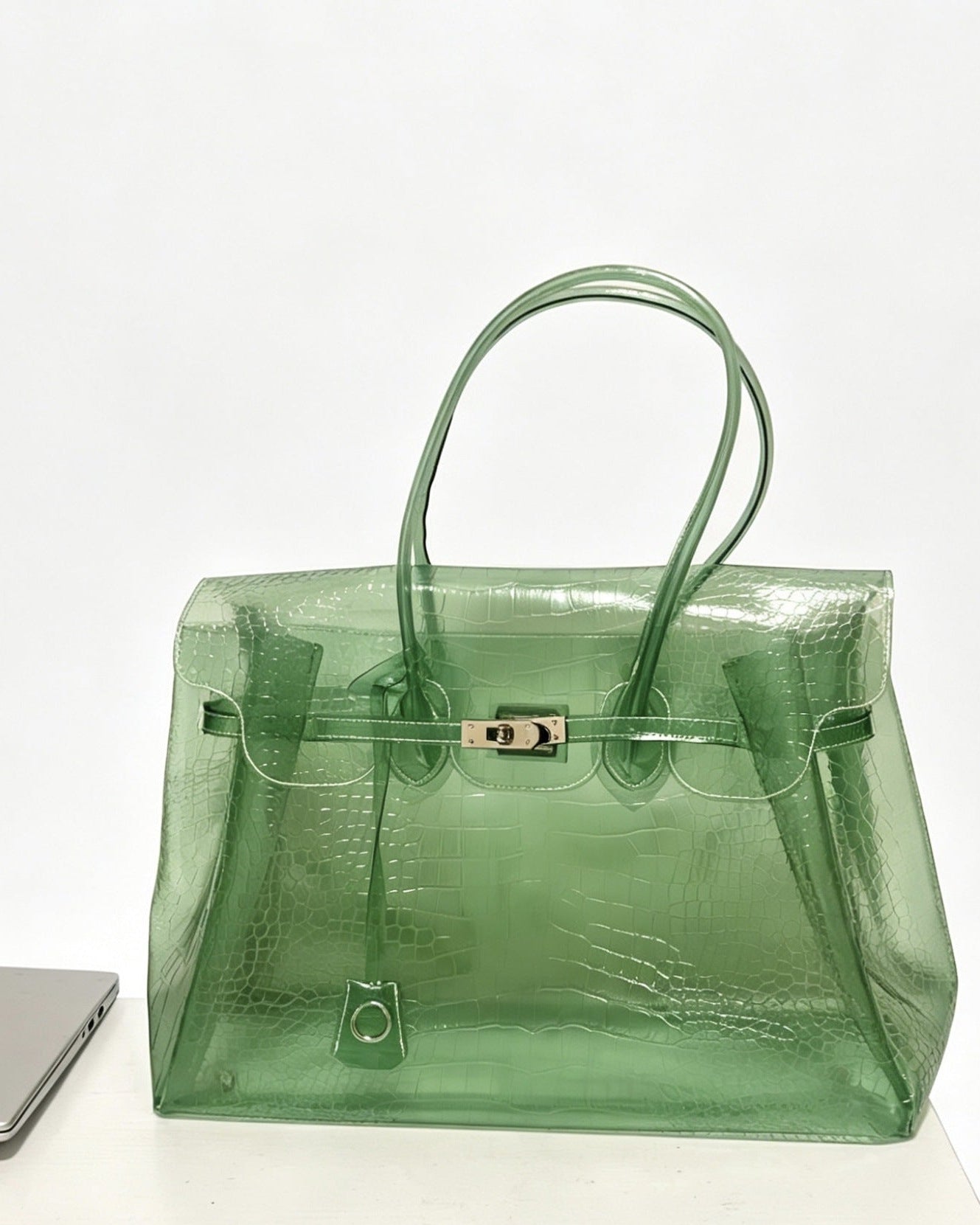 Croc Embossed TPU Jelly Bag Top Handle Handbag