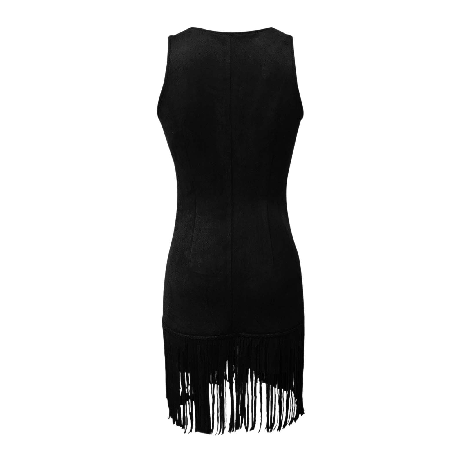 Suede Fringe Sleeveless Mini Western Dress