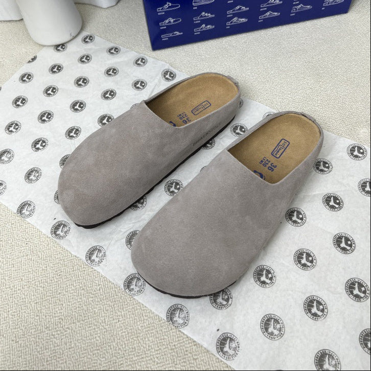 Suede Round Toe Slip Clogs