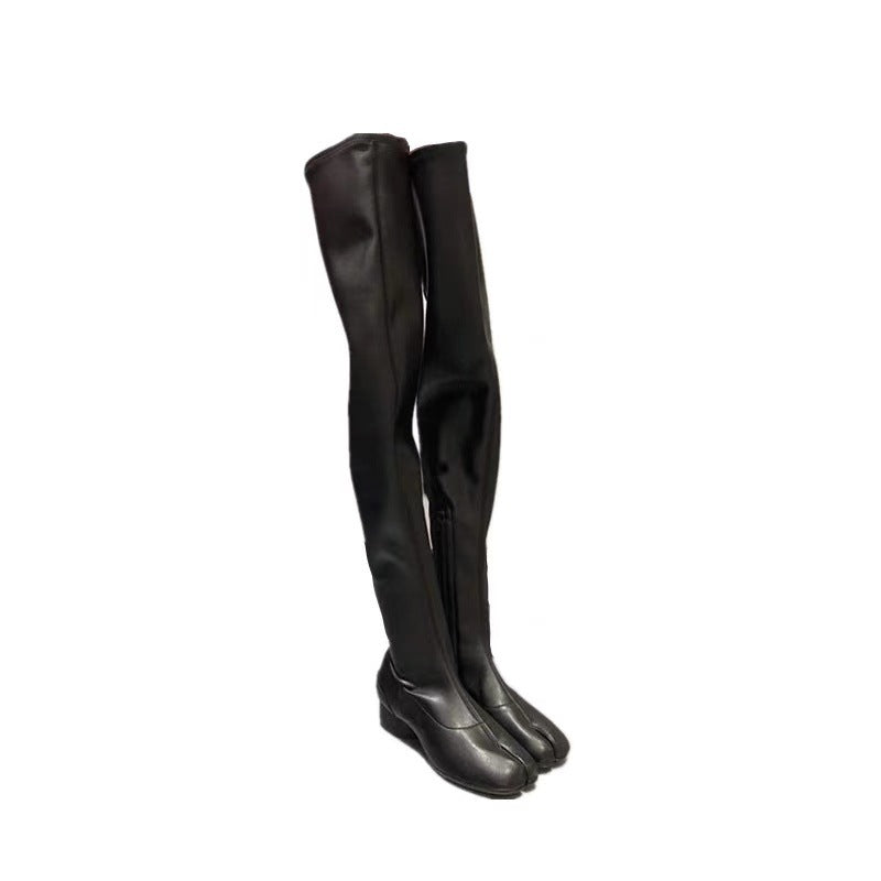 Black Split Toe knee high tabis Long Boots