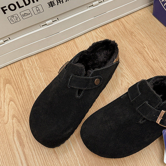 Boston Shearling Suede padded Leather Footbed Clogs