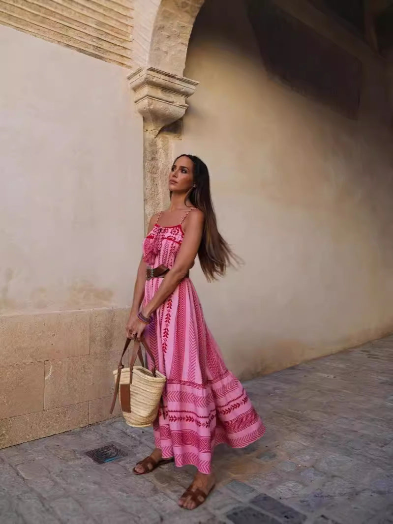 Spliced Crochet Strap Boho Dress western dress