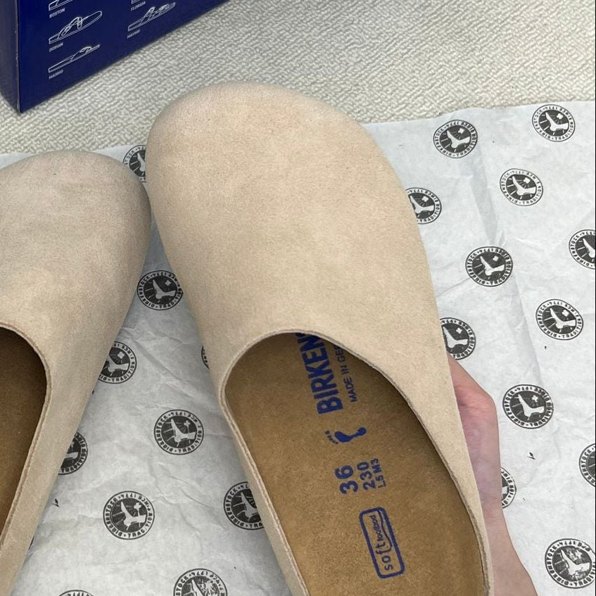 Suede Round Toe Slip Clogs