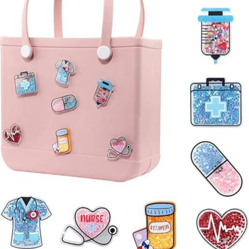 Medical Themed-Bogg Bag Beach Bag Decoration Accessories Set