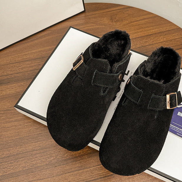 Boston Shearling Suede padded Leather Footbed Clogs