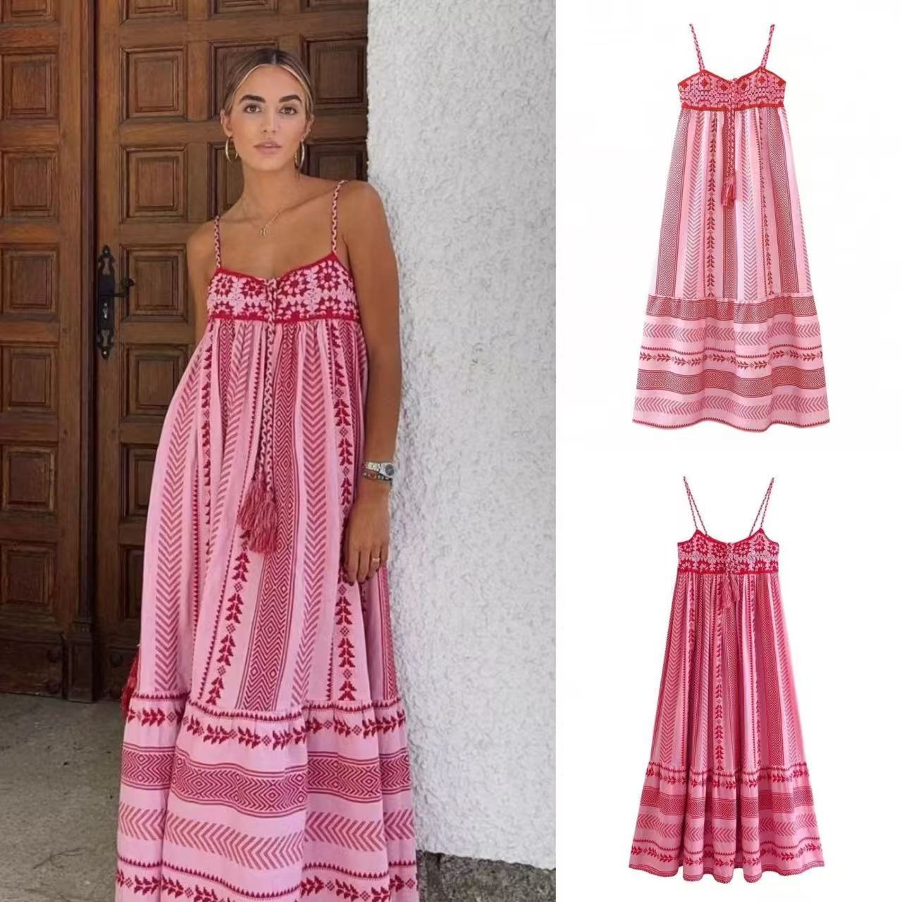 Spliced Crochet Strap Boho Dress western dress