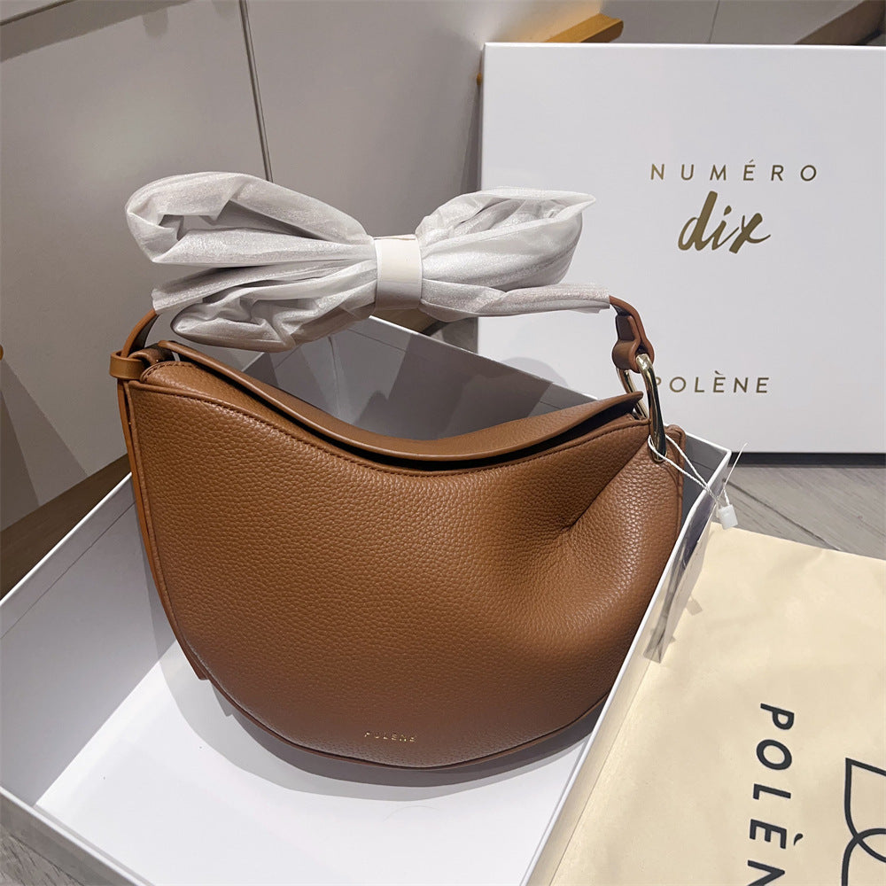 Pebbled Leather Crescent Crossbody Bag Polene Koala Sling Bag
