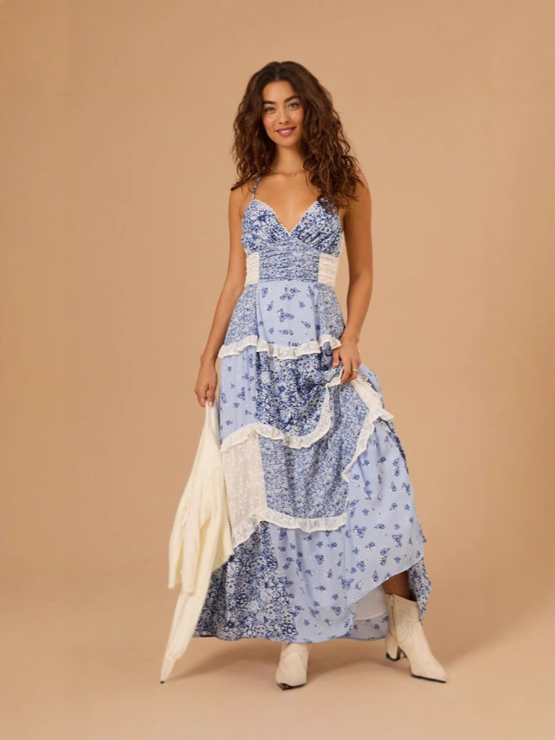 BOHO Off-Shoulder Pleated Floral western Dress
