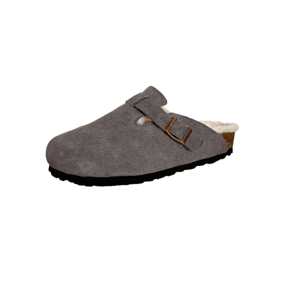 Boston Shearling Suede padded Leather Footbed Clogs