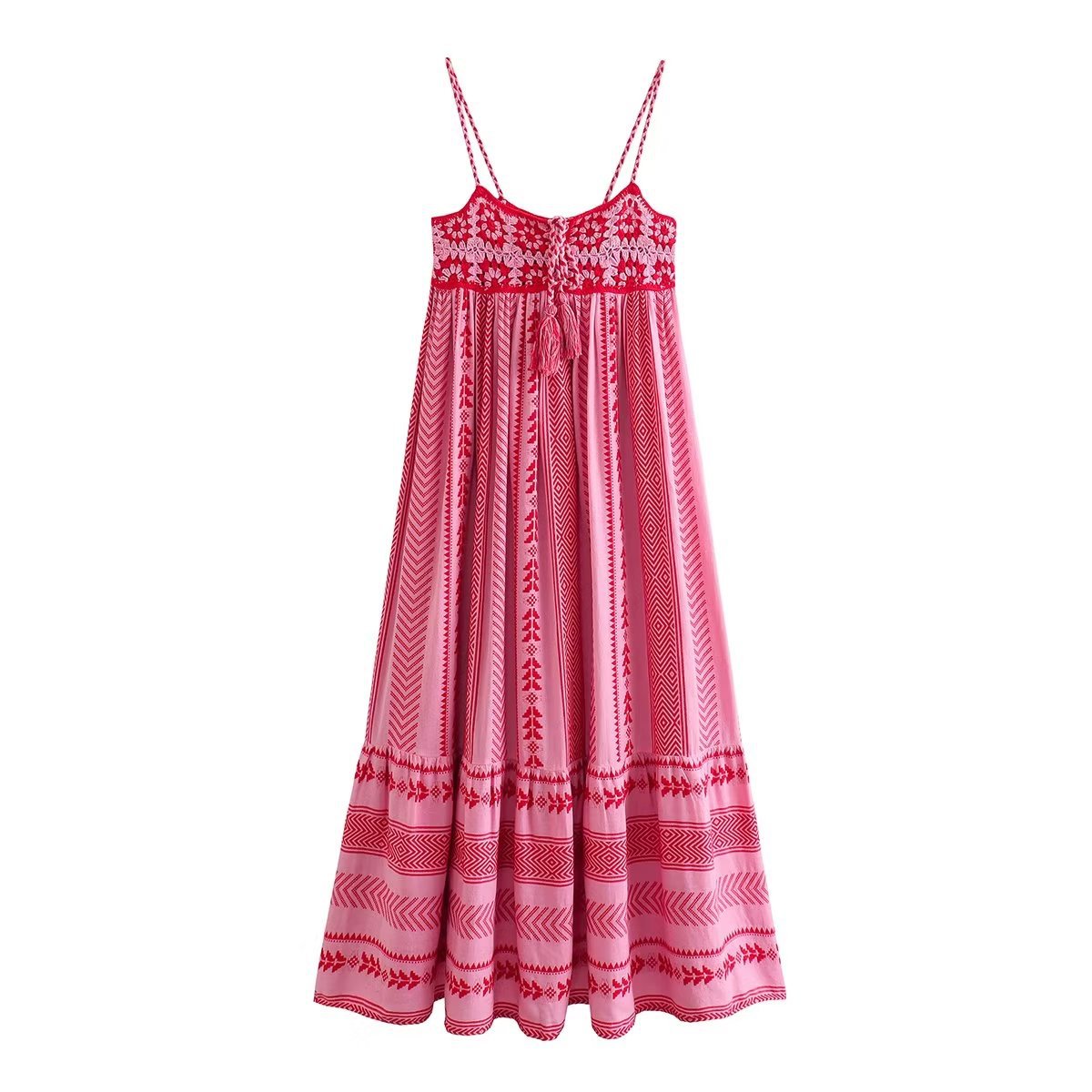 Spliced Crochet Strap Boho Dress western dress