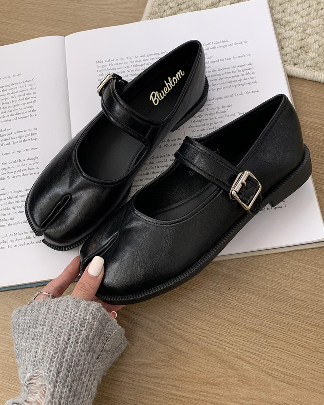 Black Adjustable Strap Tabi Mary Janes