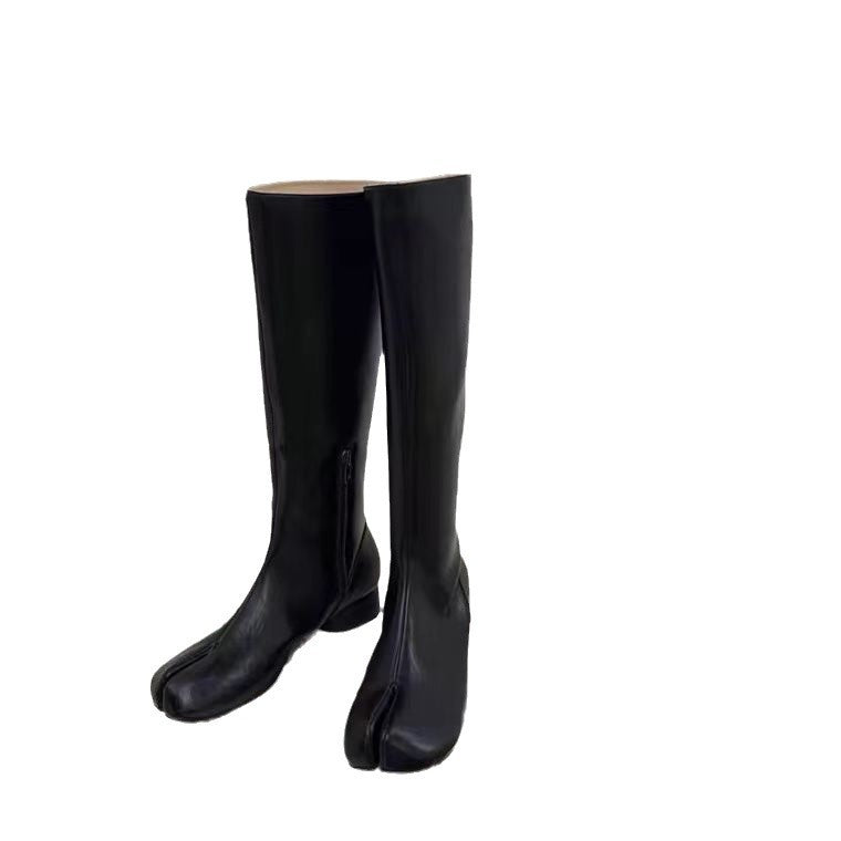 Black Leather knee high Tabi Boots
