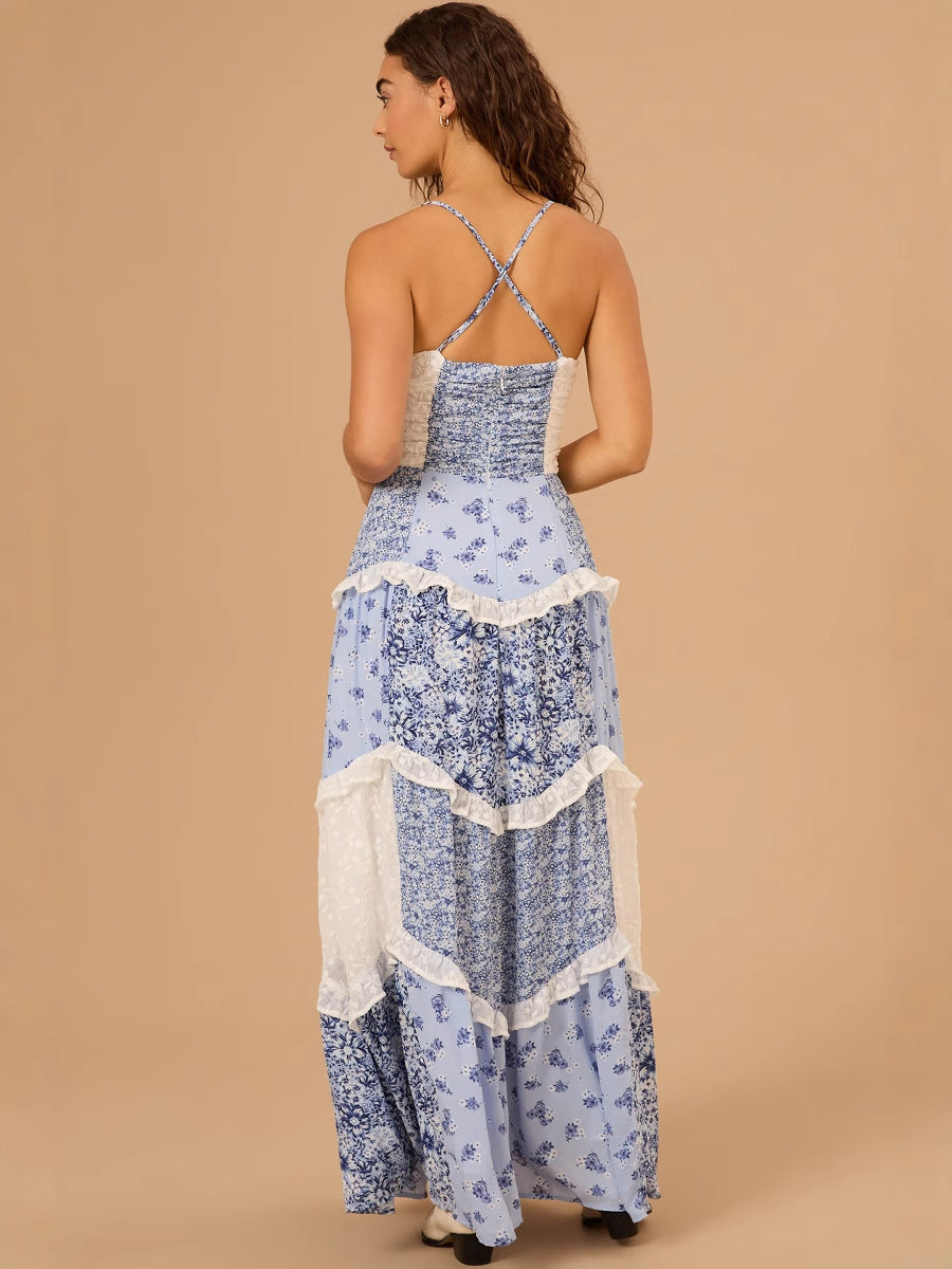 BOHO Off-Shoulder Pleated Floral western Dress